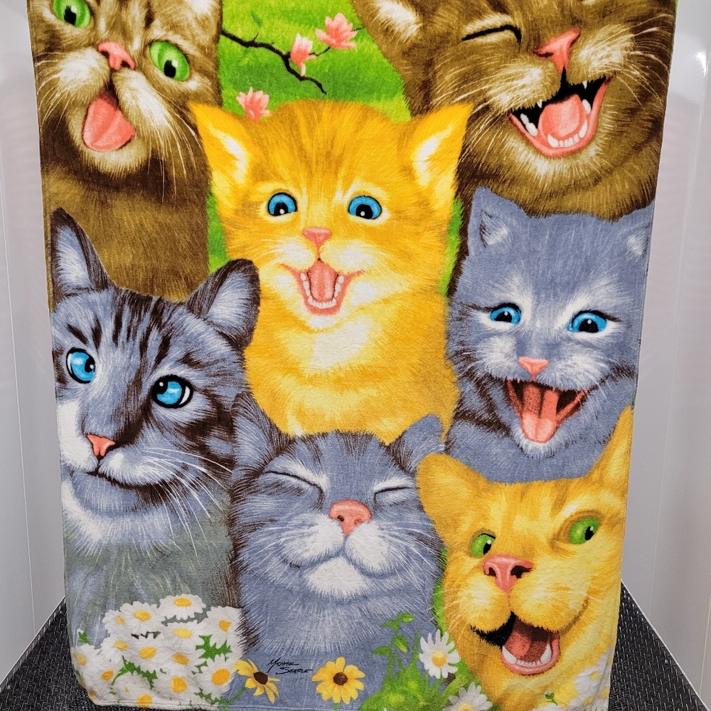 Adorable Kitties & Cats Super Soft Plush Throw Michael Searle 48 x 64 - Picture 7 of 7